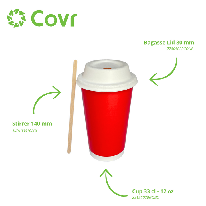 Red paper cups 33 cl / 12 oz cold drinks - 12 + 260 + 15 gsm