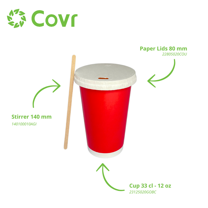 Red paper cups 33 cl / 12 oz cold drinks - 12 + 260 + 15 gsm