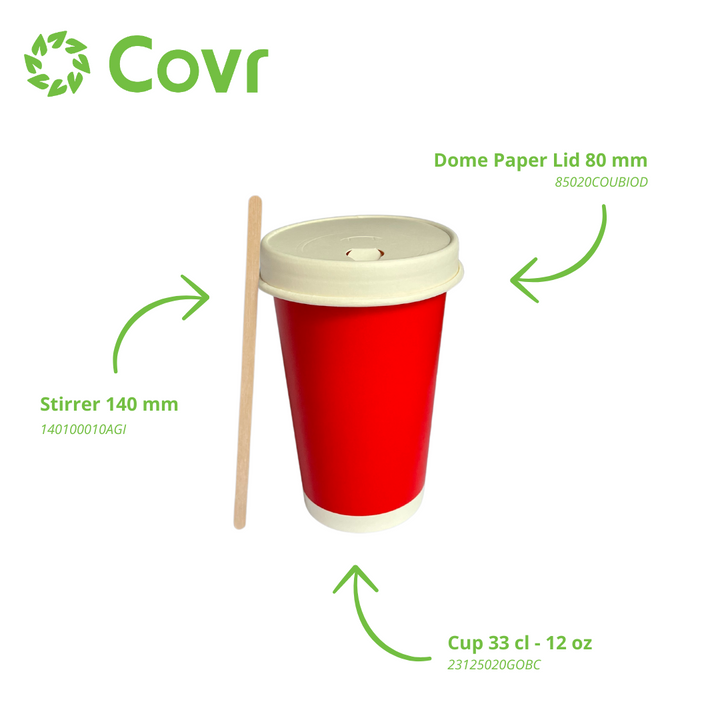 Red paper cups 33 cl / 12 oz cold drinks - 12 + 260 + 15 gsm