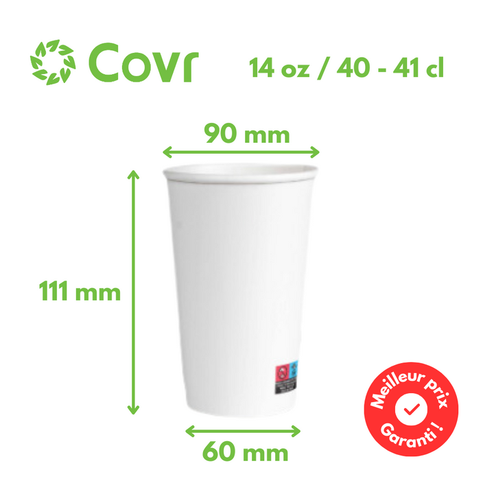 Weiße Pappbecher 40 cl / 14 oz - 300 + 18 gsm