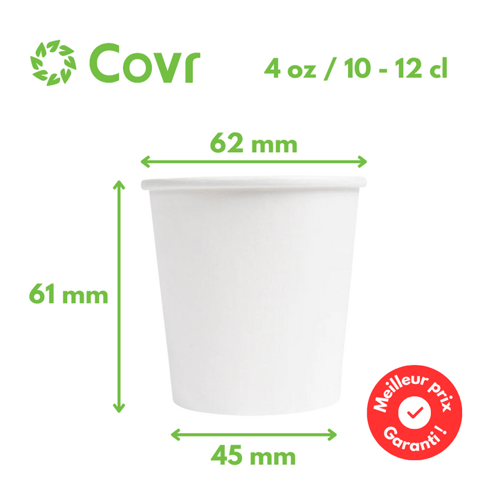White Espresso paper cups 10-12 cl / 4 oz - 190 + 15 gsm