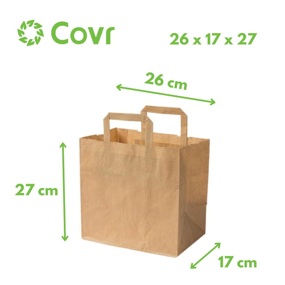 Sacs 26+17x27 cm en papier Kraft brun 80 gr