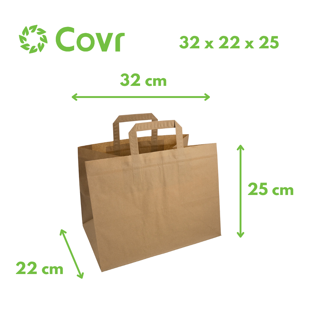 Sacs 32+22x25 cm en papier Kraft brun 80 gr