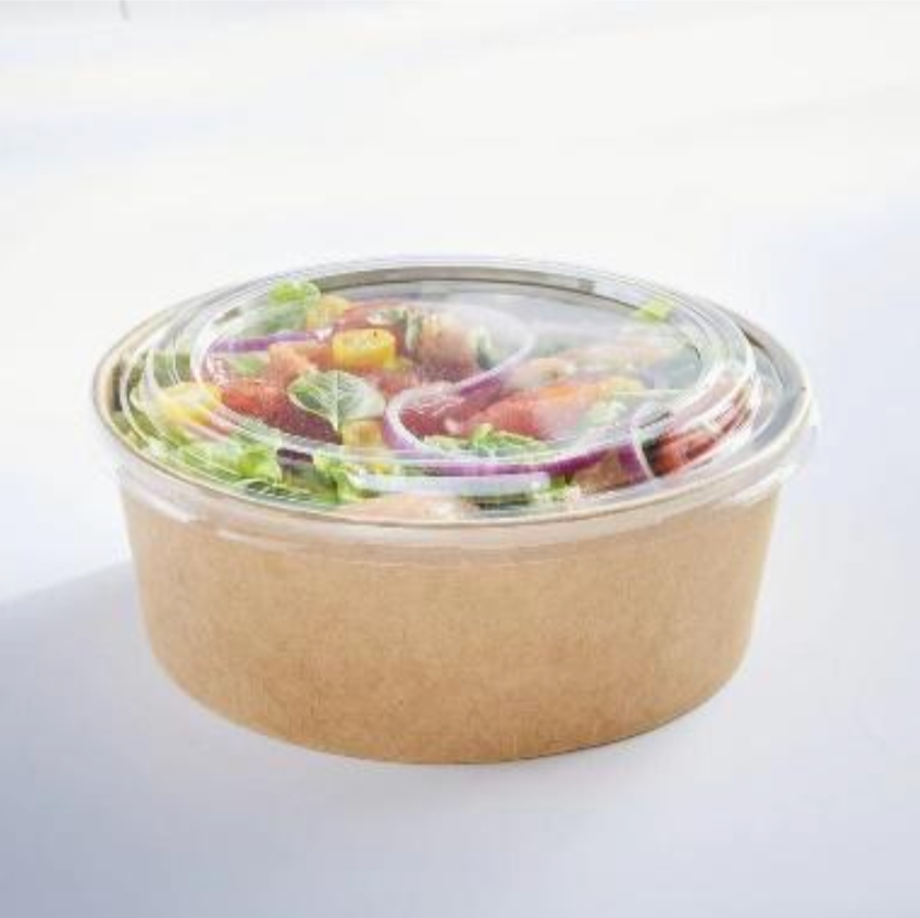 Combo Bols Kraft/Saladiers Carton brun 1300ml + couvercles rPET (200+200 unités)