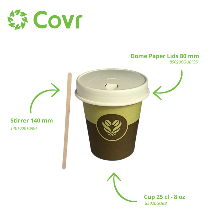Gobelets Décor Barista 25 cl - 8 oz - 250 + 18 g/m²