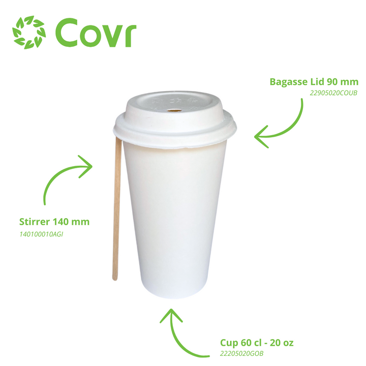 Gobelets carton blancs 60 cl / 20 oz - 300 + 18 g/m²