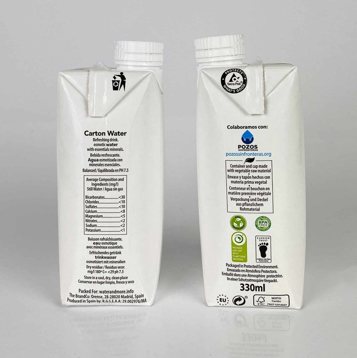 Brique d'eau en carton personnalisée sur le côté
