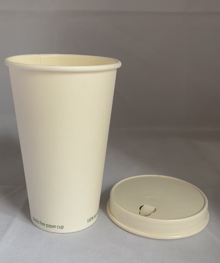 Gobelets Carton blancs sans plastique 50 cl - 16 oz - 320 g/m²