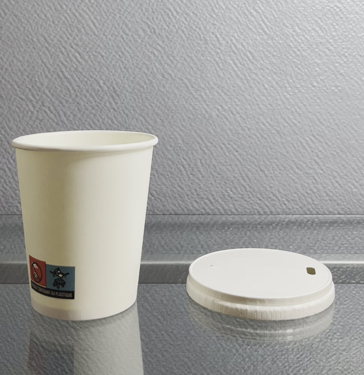 Weiße Kartonbecher 25 Cl / 8 oz - 250 + 18 g / m²