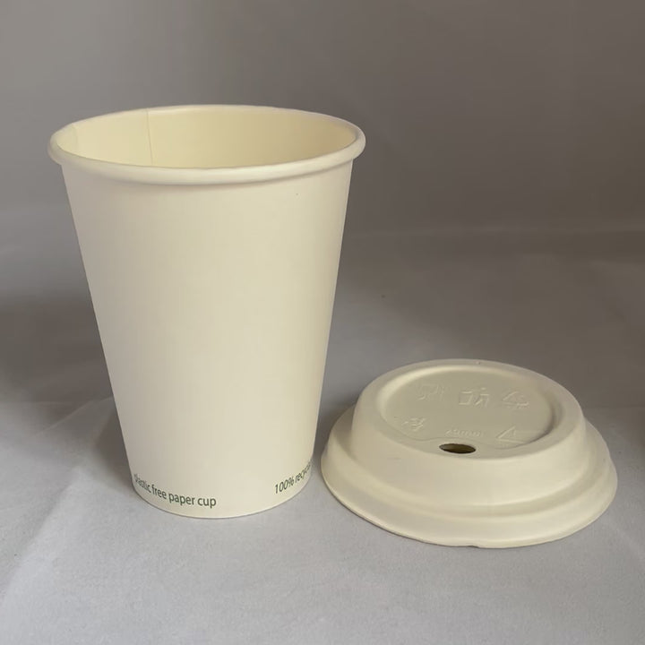 White cardboard cups without plastic 40 cl - 14 oz (1000 units) - 300 g/m²