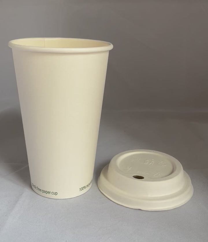 Gobelets Carton blancs sans plastique 50 cl - 16 oz - 320 g/m²