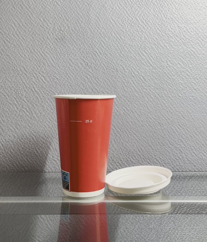 Red paper cups 33 cl / 12 oz cold drinks - 12 + 260 + 15 gsm