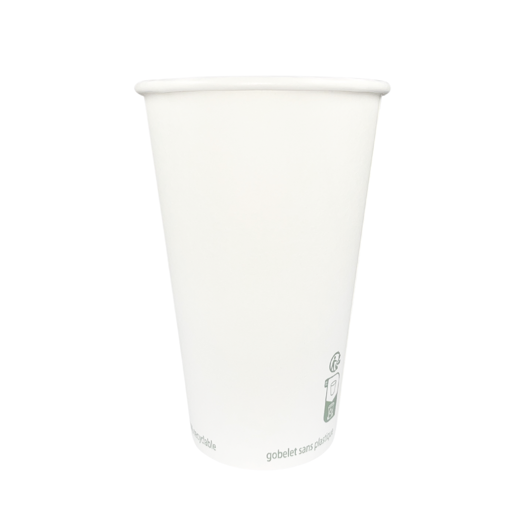 Gobelets Carton blancs sans plastique 50 cl - 16 oz - 320 g/m²
