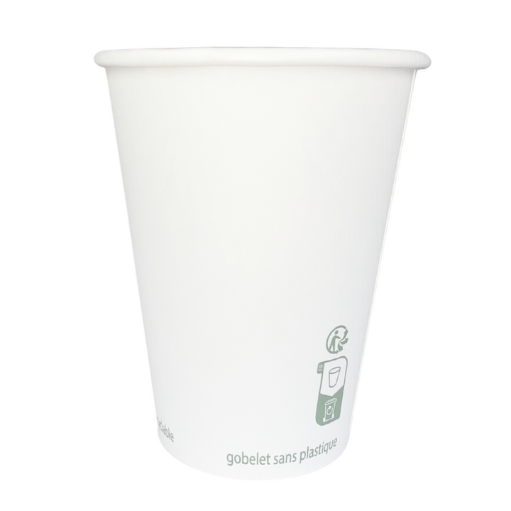 White cardboard cups without plastic 40 cl - 14 oz (1000 units) - 300 g/m²