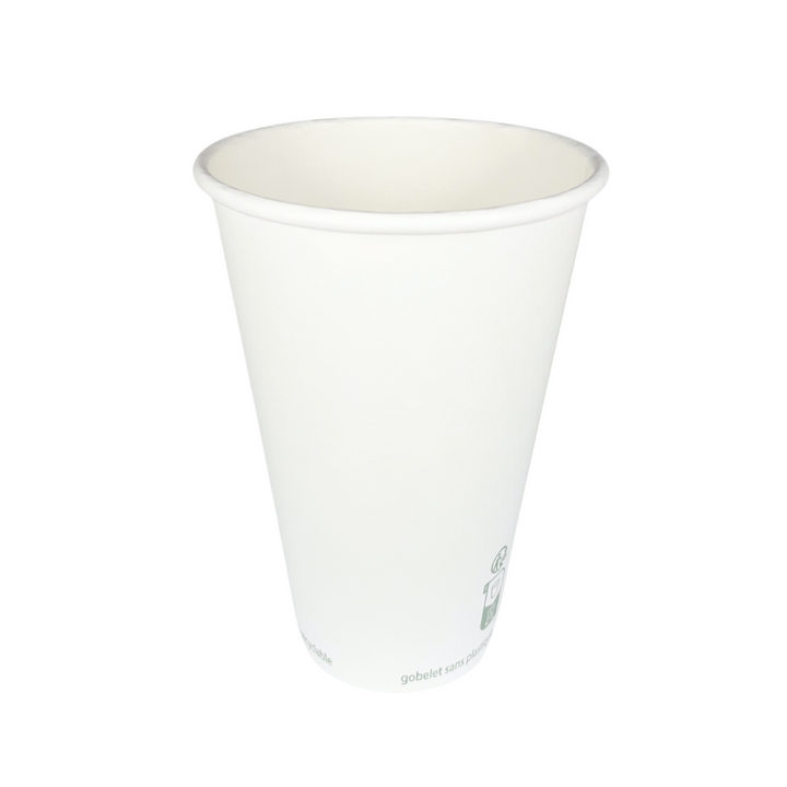 Gobelets Carton blancs sans plastique 50 cl - 16 oz - 320 g/m²