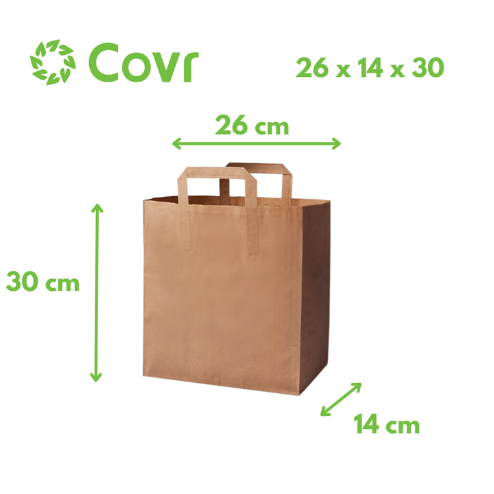 Sacs 26+14x30 cm en papier Kraft brun 80 gr