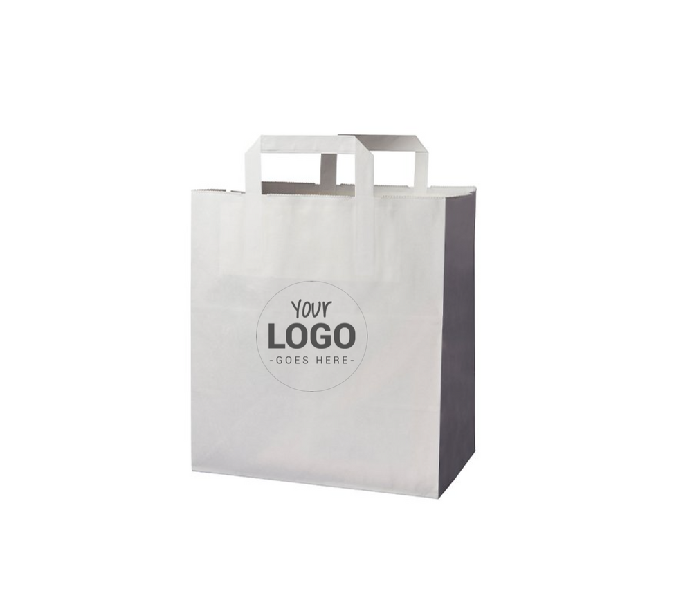 Sac en papier kraft brun / blanc personnalisé avec poignée 32 x 22 x 25 cm