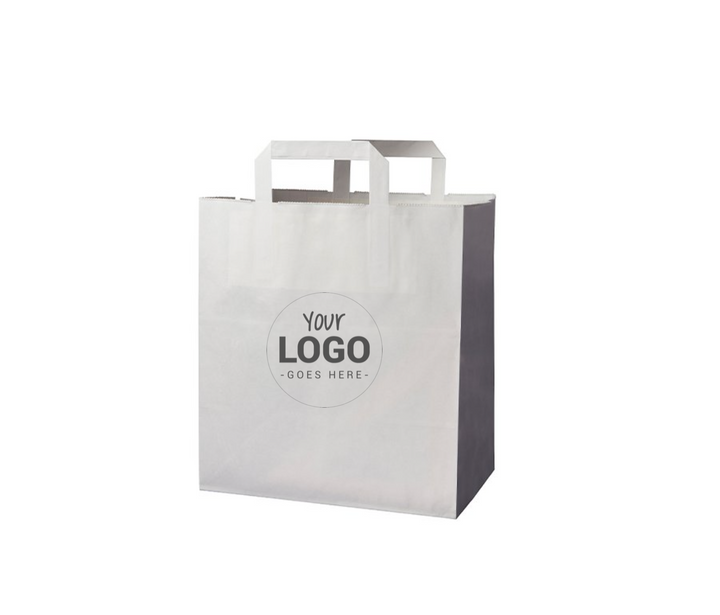 Sac en papier kraft brun / blanc personnalisé avec poignée 26 x 17 x 27 cm