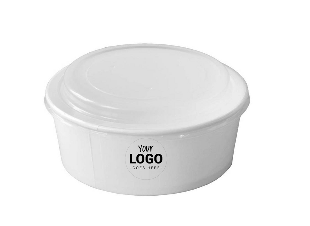 Bols/saladiers carton blanc personnalisé 1300ml + couvercles rPET, à partir de 10 000