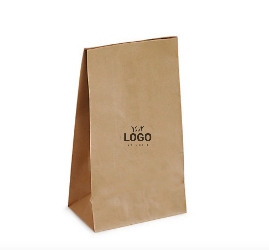 Sac en papier kraft brun personnalisé sans poignée 13 x 8,5 x 25 cm
