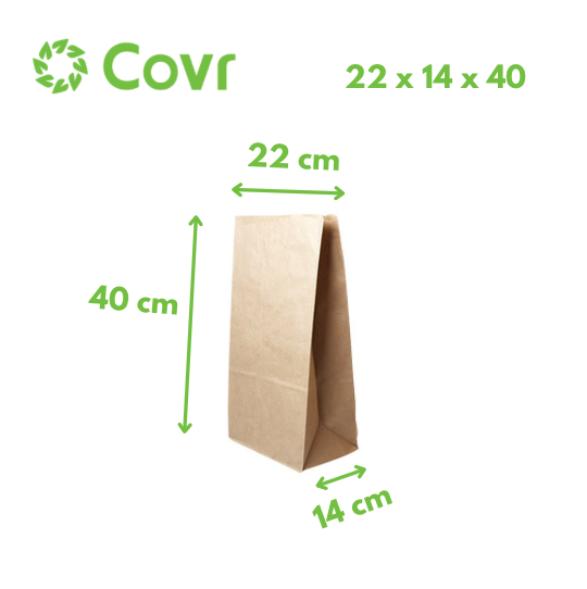 Sac 22+14x40 cm en papier kraft brun sans poignée