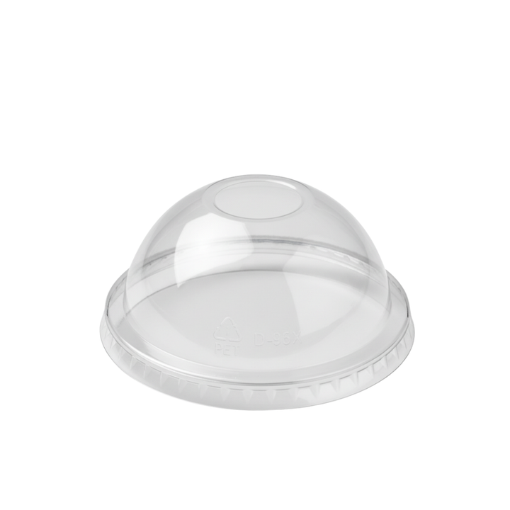 Tapa de cúpula con abertura de rPET para Vaso Plástico (95mm)