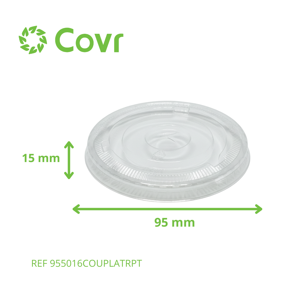 Tapa plana de rPET para Vasos y tarrinas de postre de plástico (95mm)