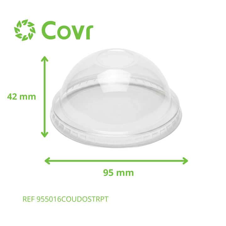 rPET dome lid without opening for Plastic Dessert Pot (95mm)
