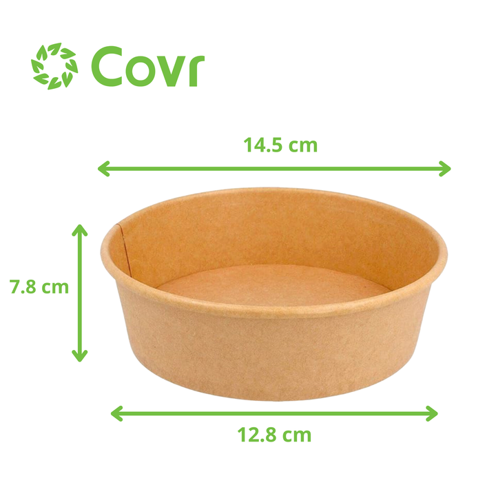 Combinación de cuenco Kraft + tapa de rPET de 1000 ml