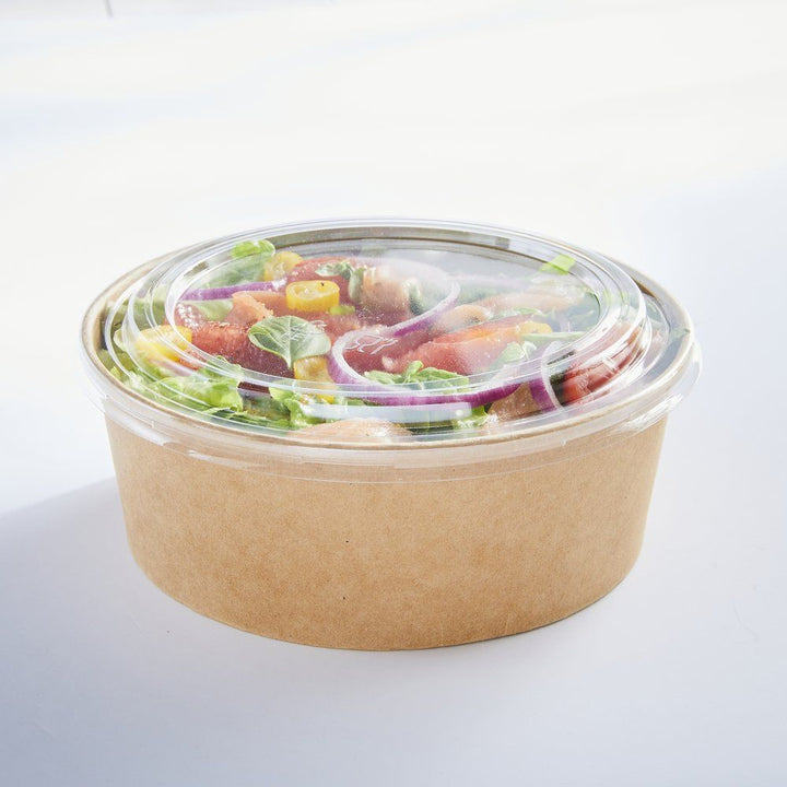 Combo Kraft bowls/brown cardboard salad bowls 550ml + rPET lids (300+300 units)