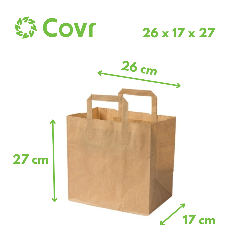 Brown Kraft paper bags 26+17x27 cm 80 gr (250 units)