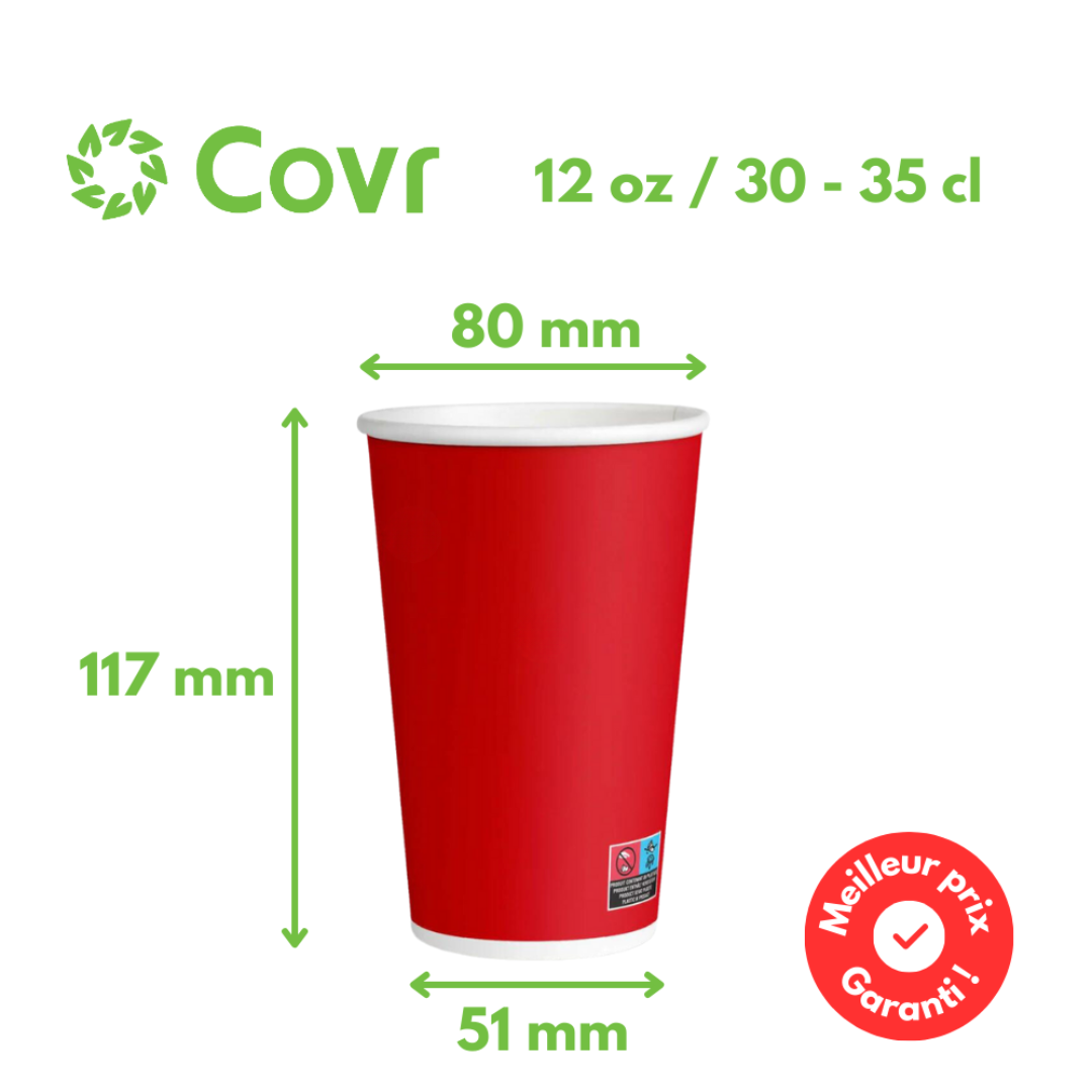 Vasos de cartón  rojo 33 cl / 12 oz bebidas frías