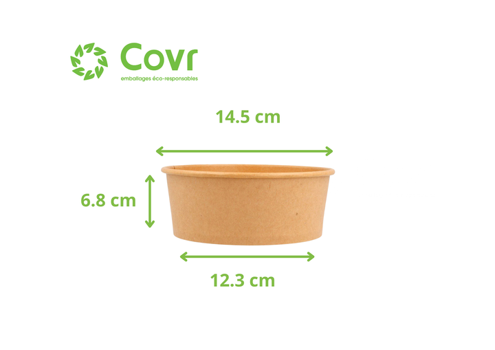 Bols Kraft/saladiers carton brun 750ml sans couvercles (400 unités)