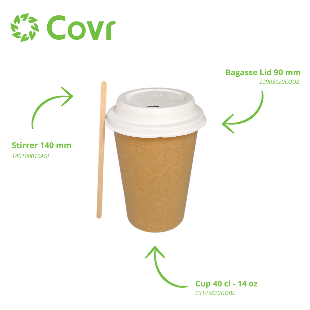 Kraft paper cups 40 cl / 14 oz - 300 + 18 gsm