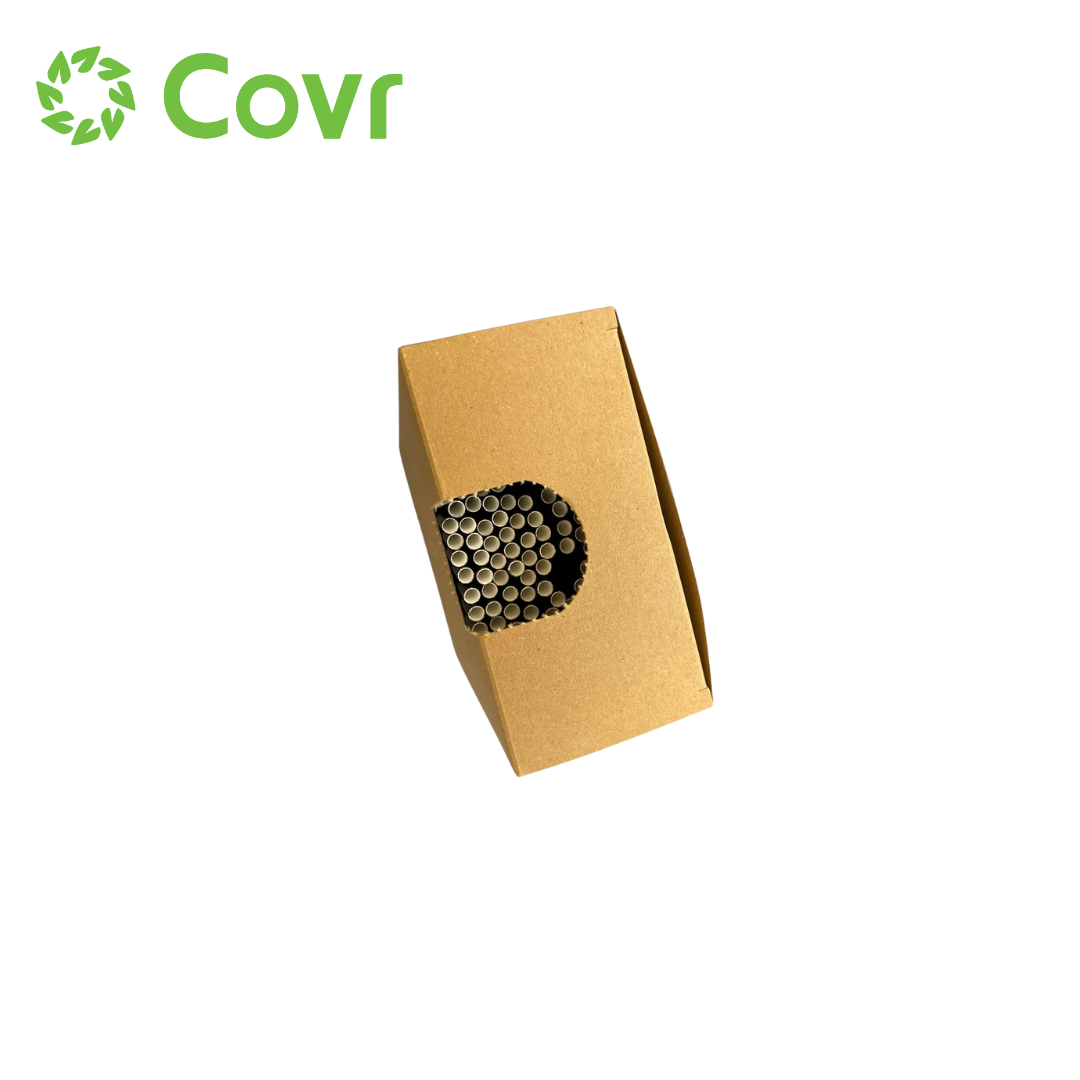 Box of 250 black cardboard straws - 6*197 mm