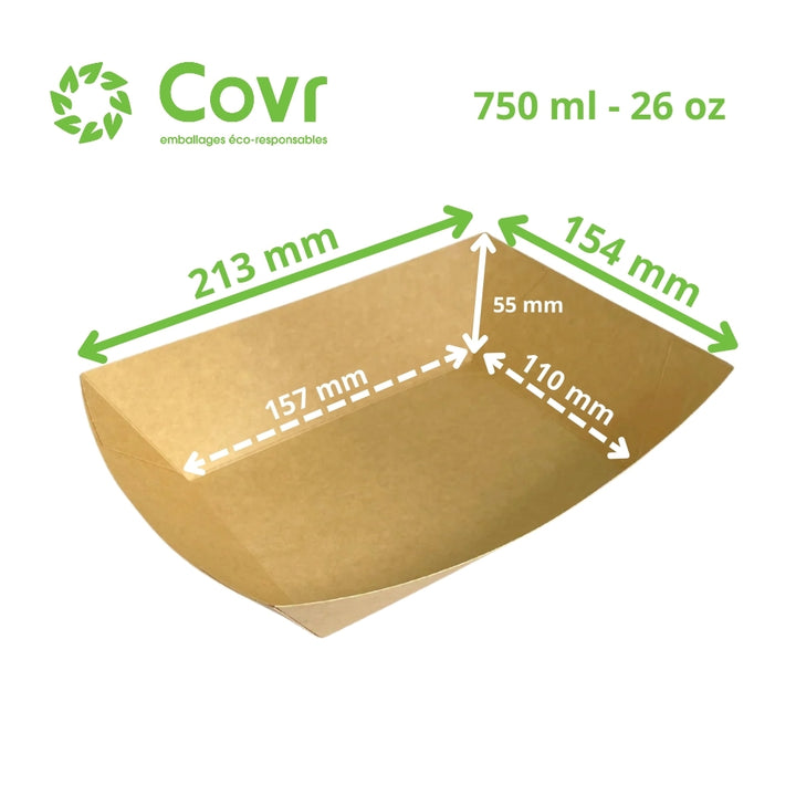 Barqueta de cartón kraft 750 ml - 26 oz