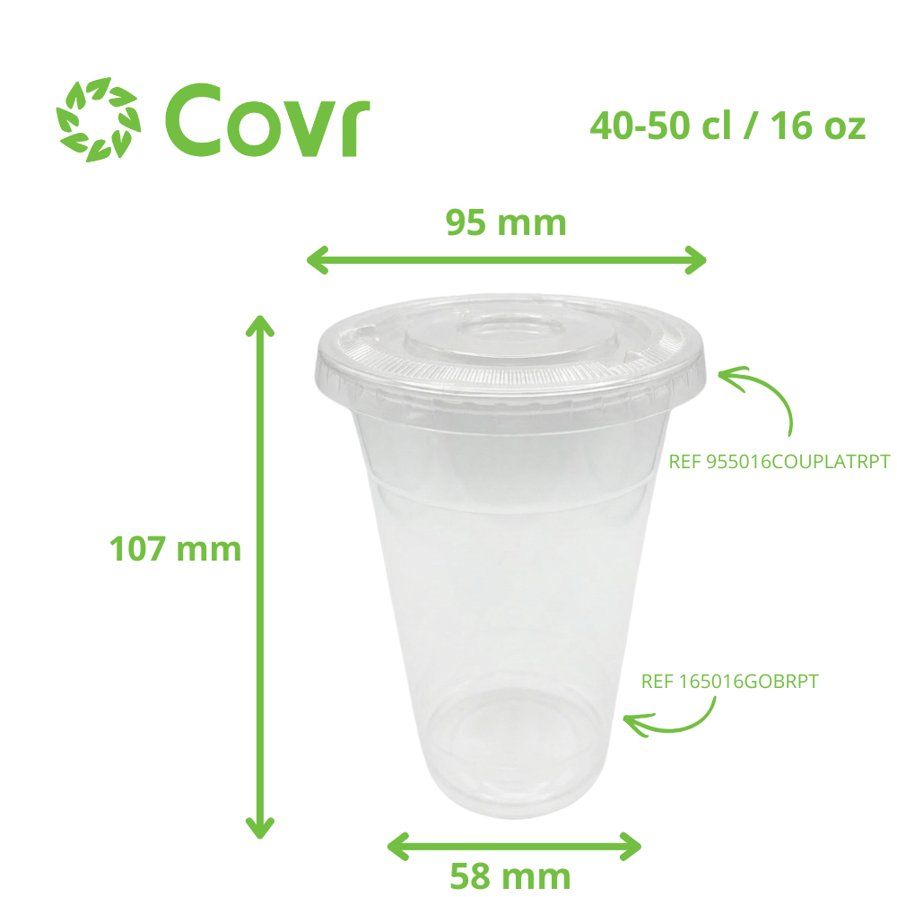 Tapa plana de rPET para Vasos y tarrinas de postre de plástico (95mm)