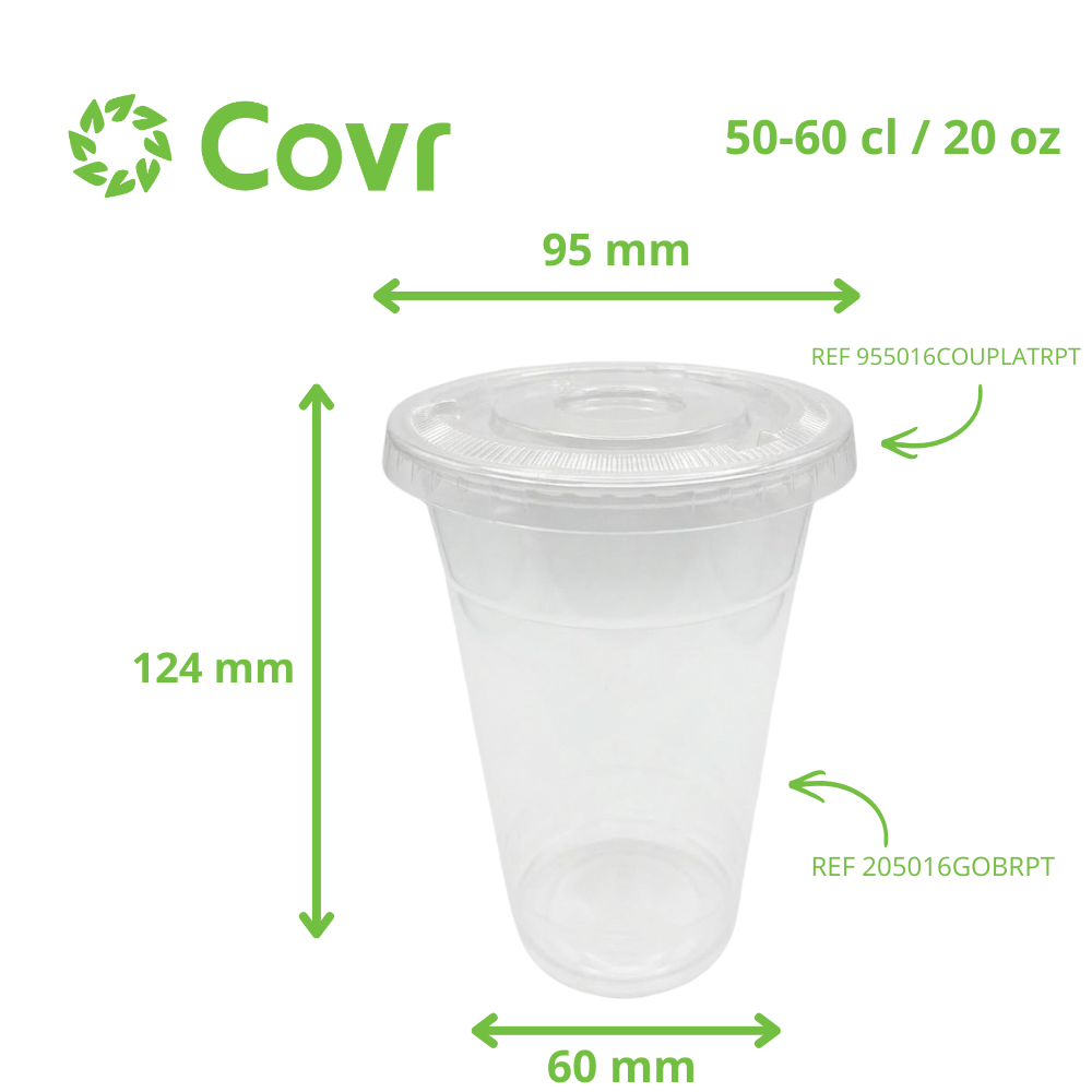 Tapa plana de rPET para Vasos y tarrinas de postre de plástico (95mm)