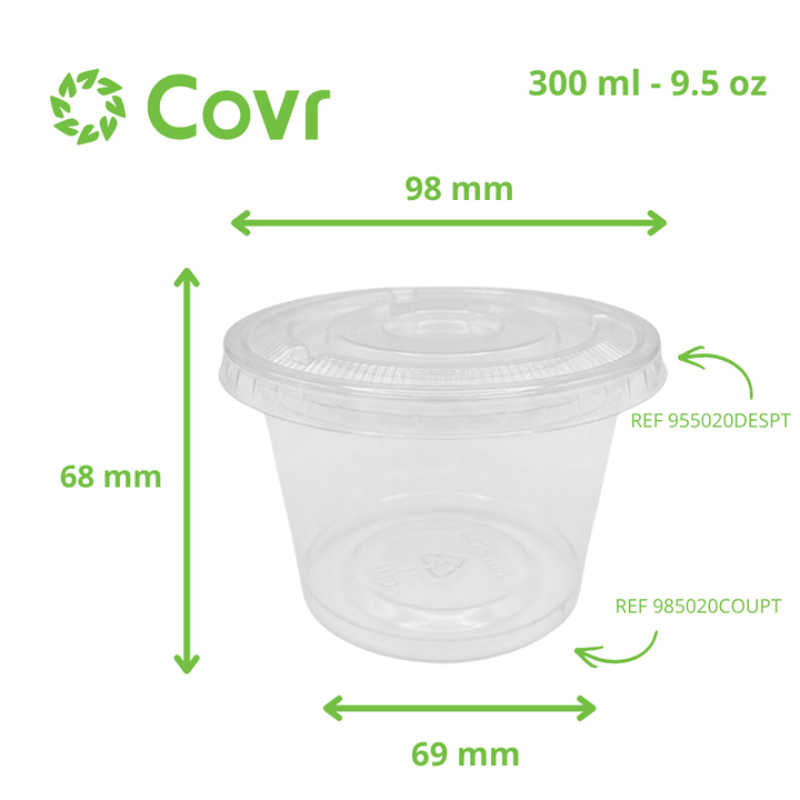Vasetto da dessert in plastica PET da 9,5 oz / 300 ml