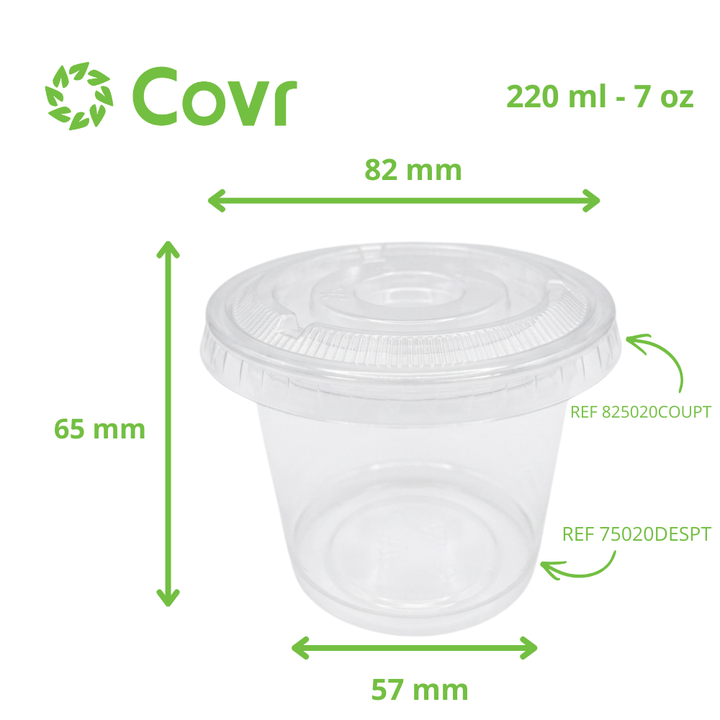 Vasetto da dessert in plastica PET da 7 oz / 220 ml
