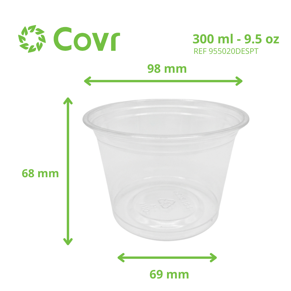 Vasetto da dessert in plastica PET da 9,5 oz / 300 ml