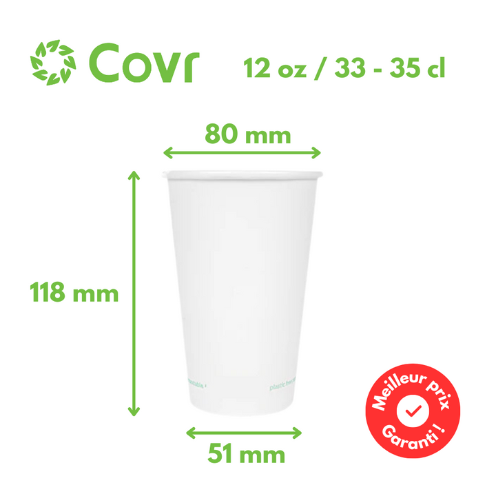 Vasos de cartón sin plástico 33 cl / 12 oz