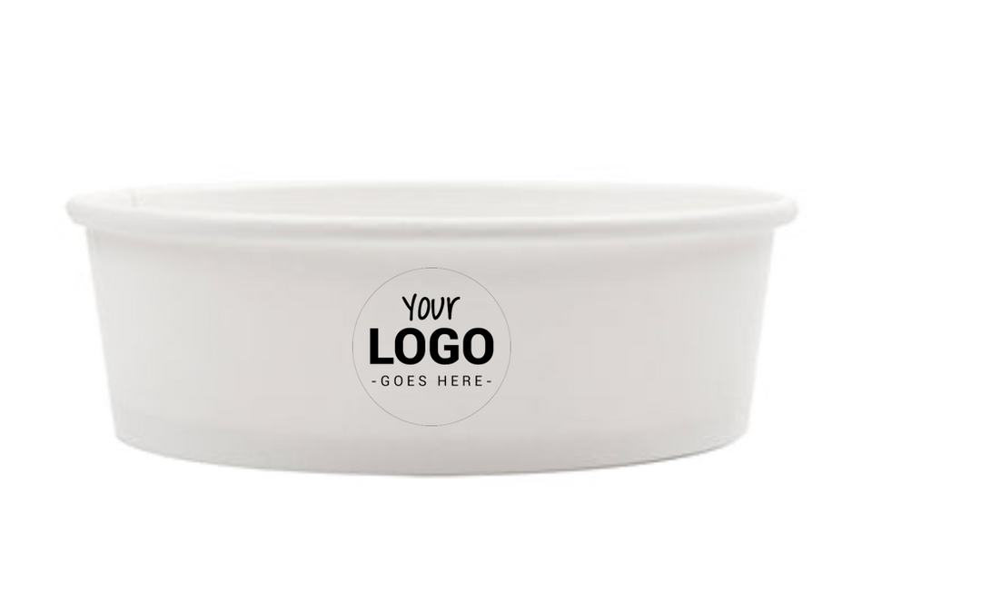 Customized white cardboard bowls/salad bowls 1100ml + rPET lids (from 10,000)